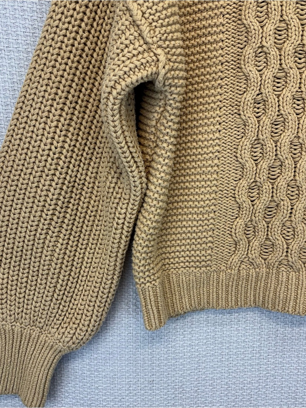 Free People Dream Tan Cable Knit Sweater Women Med Fisherman Nautical Preppy - Picture 4 of 10